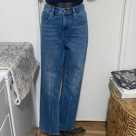 Tory Burch High Waisted Straight Leg Jeans in Blue Size 28 - Picture 2 of 9